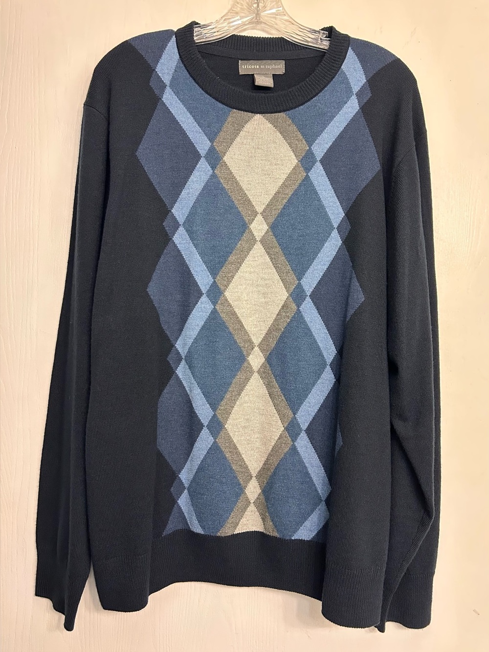 Tricots St Raphael NWOT Argyle Classic French Knit Preppy Mens Sweater Sz XL.